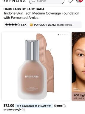 BNIB Haus Labs Triclone Foundation, 200 light medium neutral